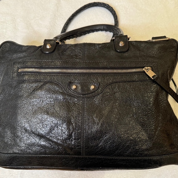 BALENCIAGA BLACK LAMBSKIN LEATHER - UNISEX WORK BAG - Picture 2 of 16